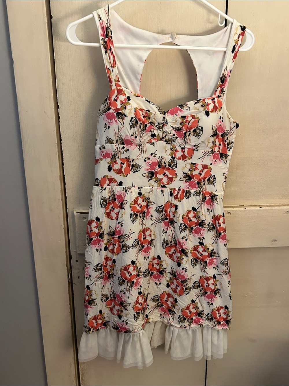dELiA*s White Floral Sundress with Pink and Orange Blossoms
